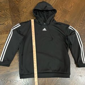 Adidas boys large 16-18 long hoodie black dri fit materiall